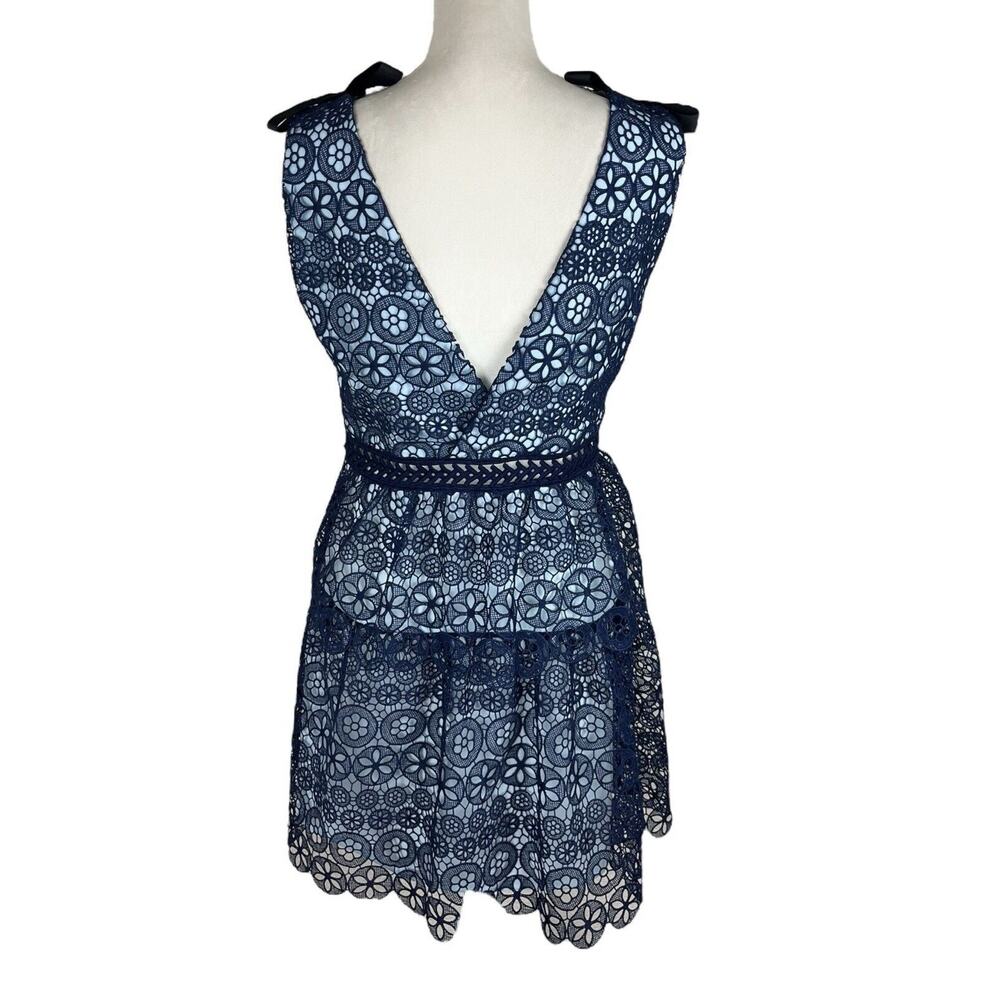 Self Portrait Guipure Bow Tiered Cocktail Dress Romantic Coquette Size Small - Picture 4 of 9
